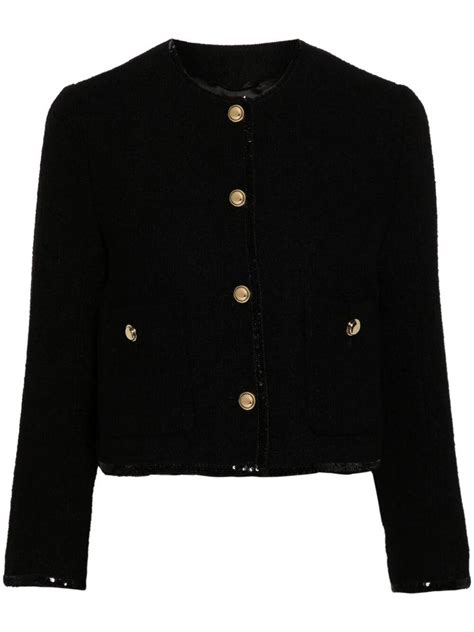 miu miu tweed jacket|Black Single.